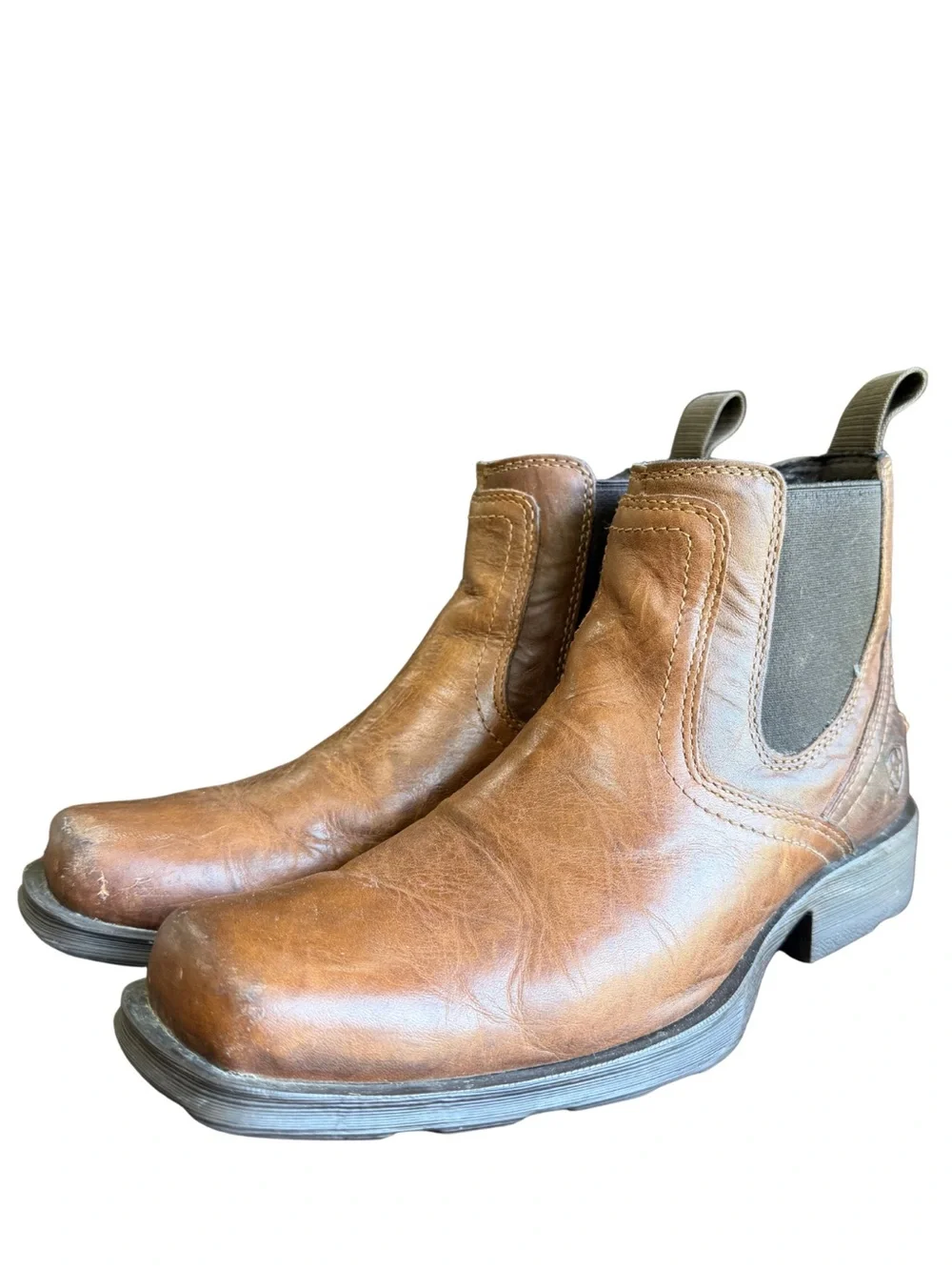 Ariat Midtown Rambler Chelsea Boots Barn Brown Leather Square Toe Men’s 9